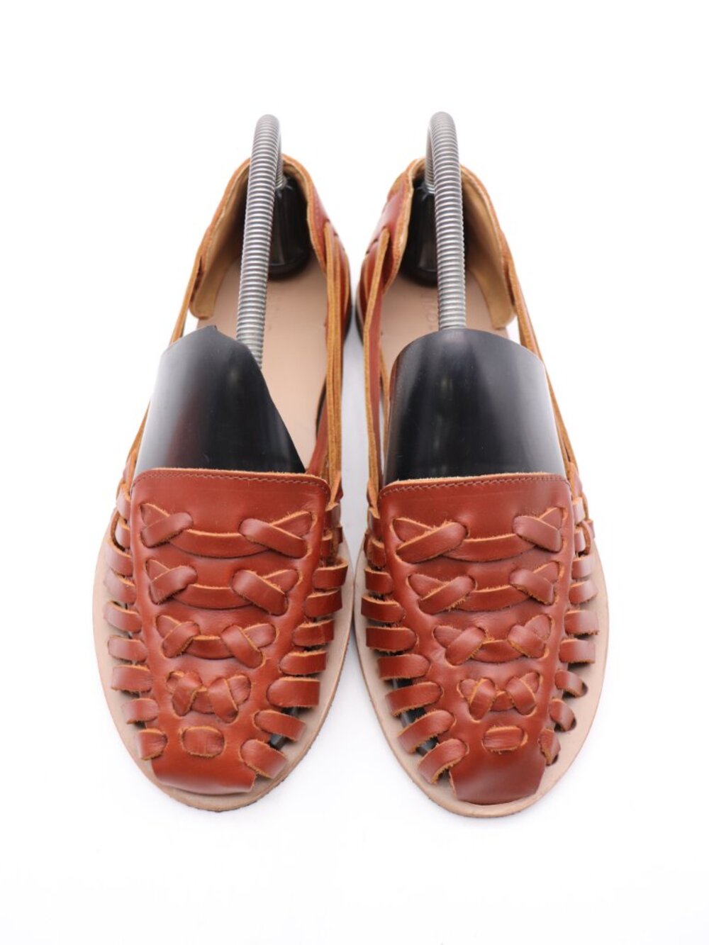 Nisolo Alejandro Huarache Flat Sandals Men's 7.5 Brown Leather Slip On Casual